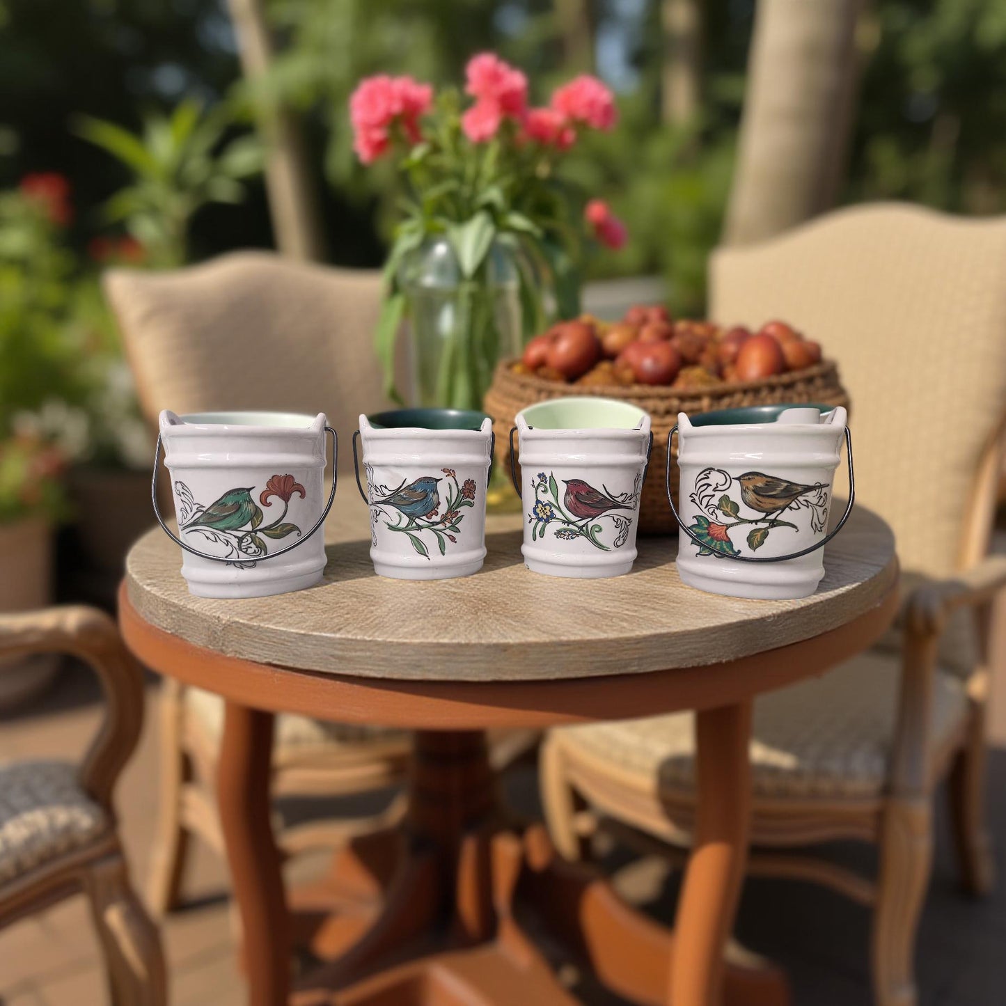 Whimsical Bird Motif Vintage Succulent Planter - Colorful and Unique