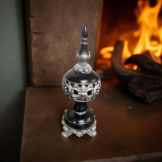 Black and Silver Wood Finial