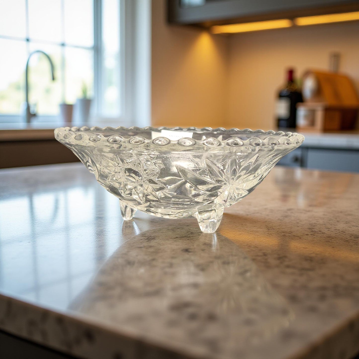 Classic Anchor Hocking Star of David Crystal Candy Dish