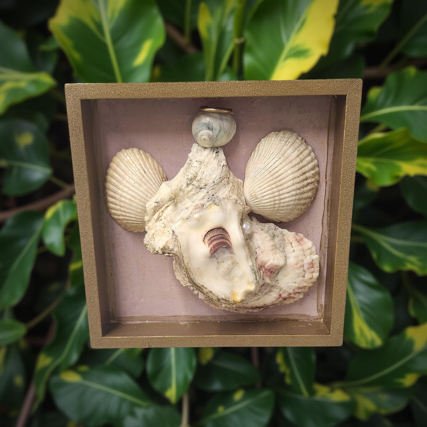 Framed Oyster Shell Inspired Angel - Hand-crafted