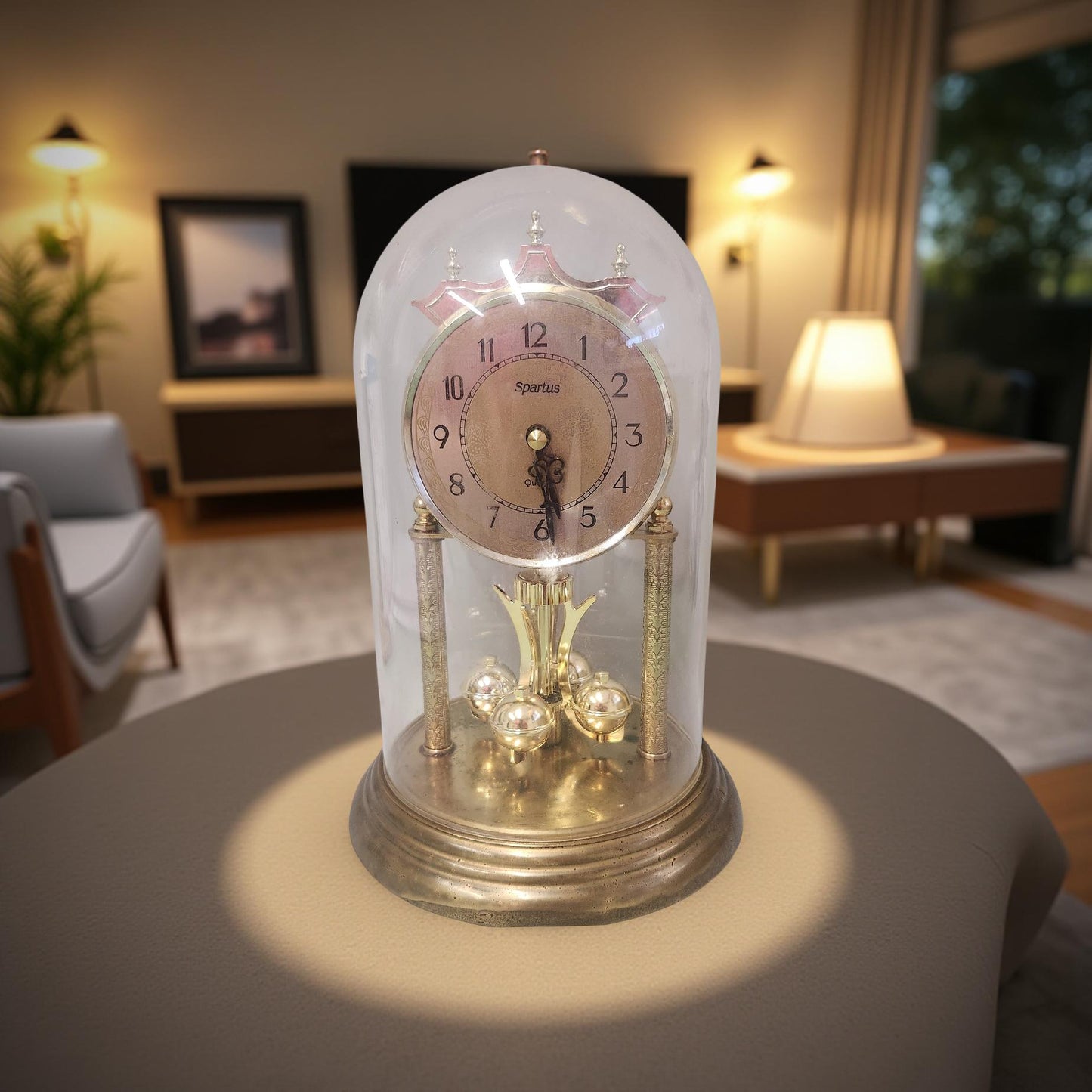 Spartus 6" Round Mantel Clock