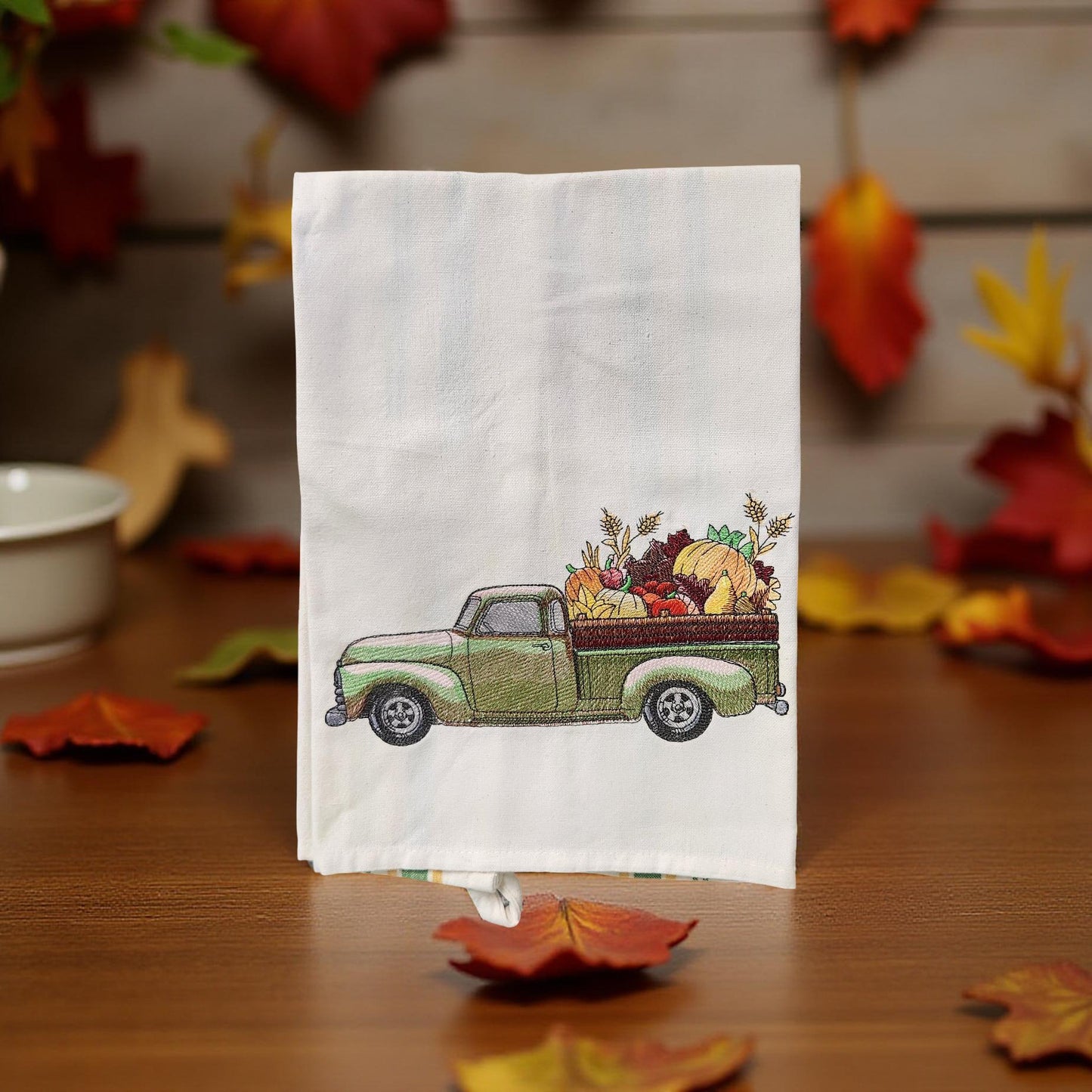 Hand-Crafted Embroidered Fall and Thanksgiving Hand Towels