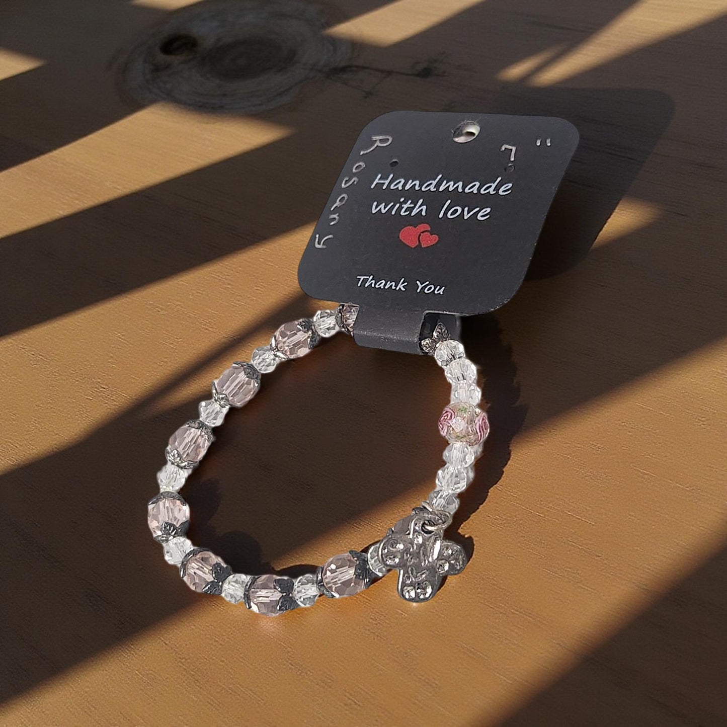 Unique Handcrafted Rosary Bracelet with Exquisite Religious Charm