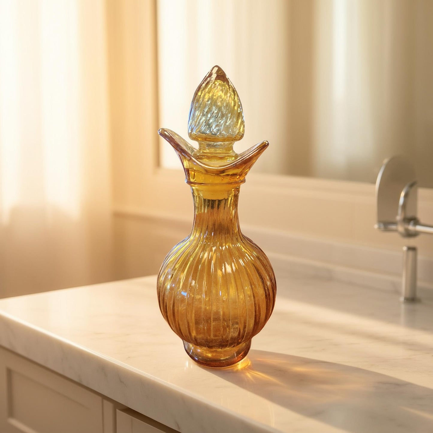 Vintage Amber Avon Cruet Bottle with Lid – 1970s