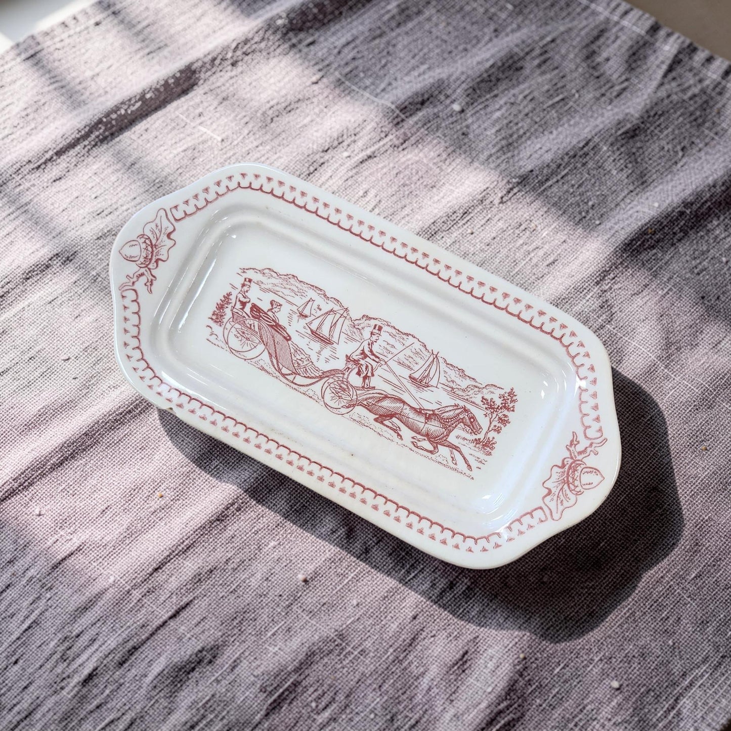 Vintage Royal Ironstone "Memory Lane" Red Butter Dish