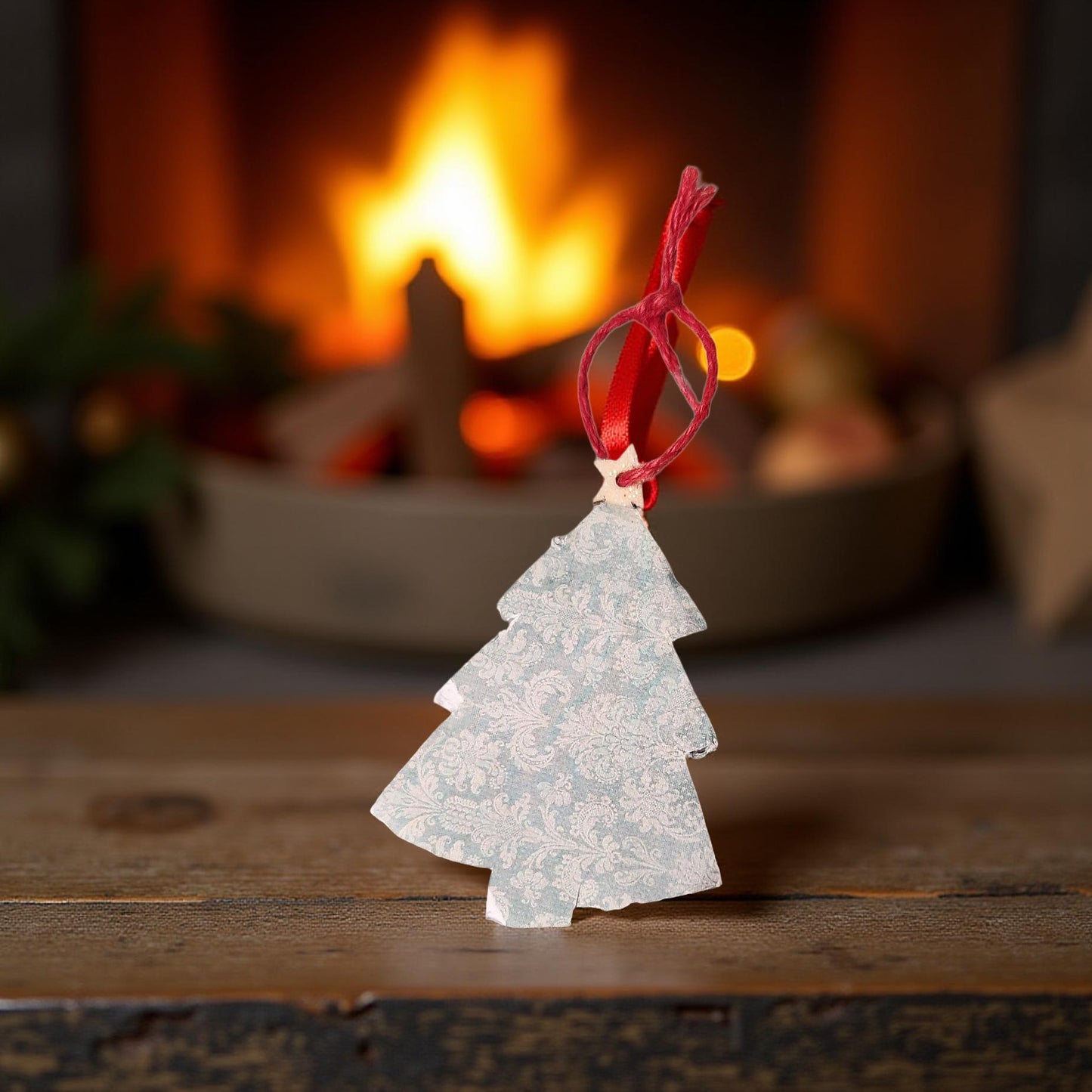 🎄 Locally Made Wooden Decoupage Christmas Tree Ornaments