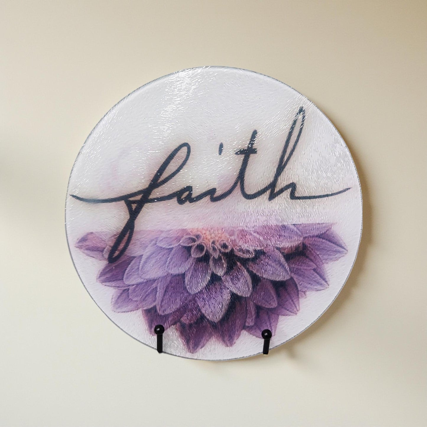8″ Decorative Glass Round Cutting Board - Spiritual Quotes