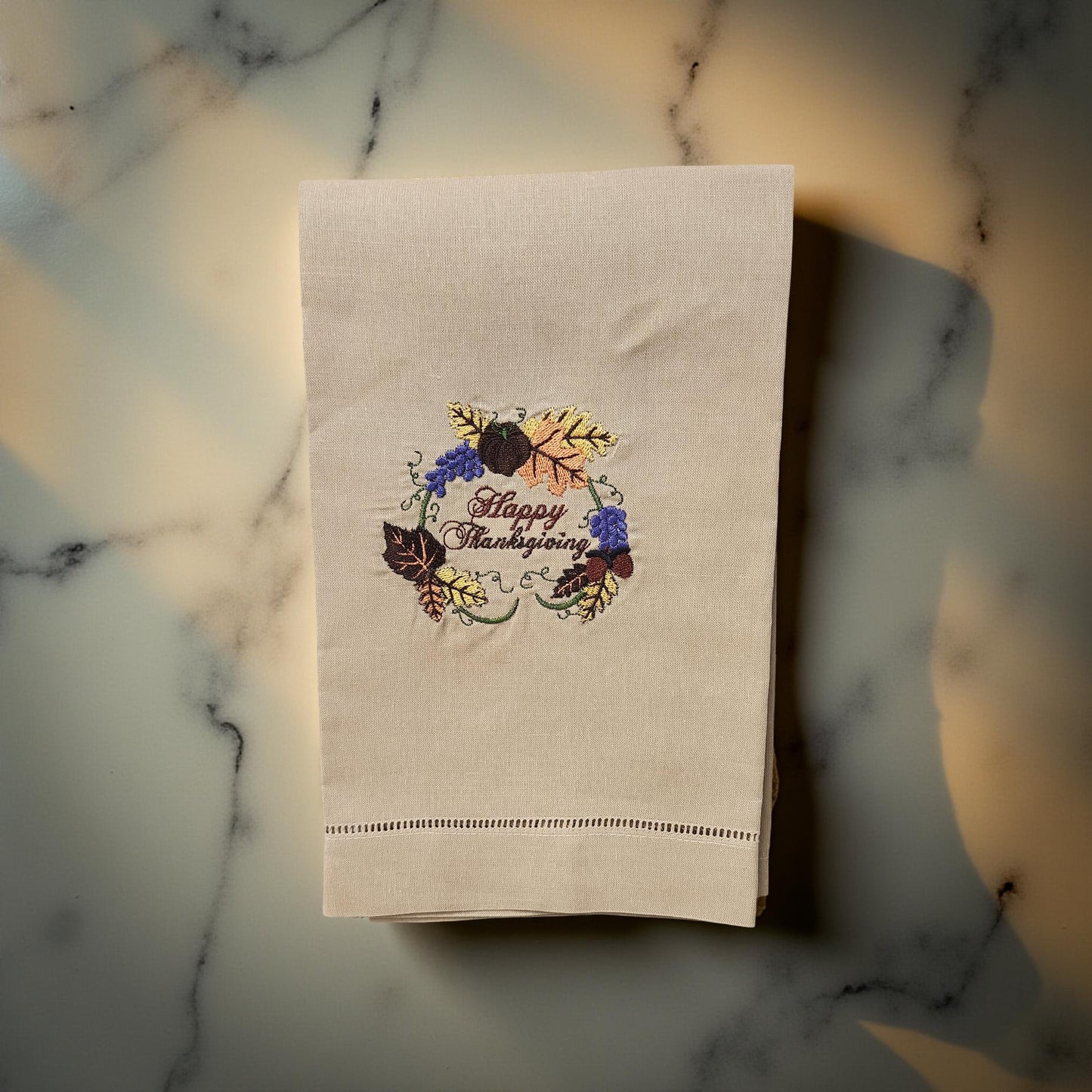Hand-Crafted Embroidered Fall and Thanksgiving Hand Towels