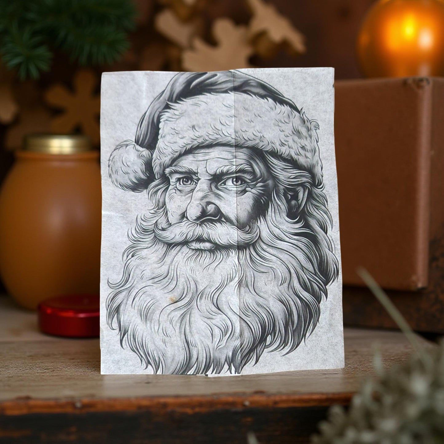 Monotone Santa Face Decoupage Paper